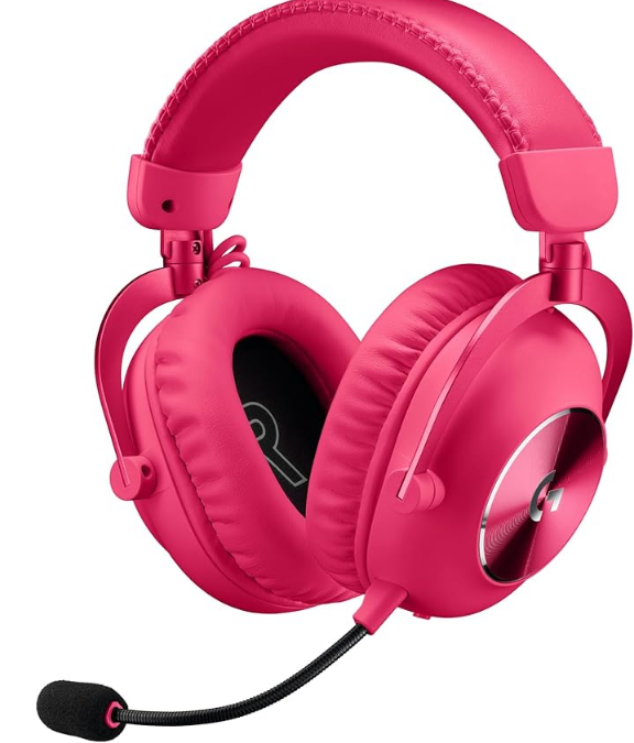 Headset Gamer Sem Fio Logitech G PRO X 2 LIGHTSPEED Com Microfone Removível - Rosa Magenta 